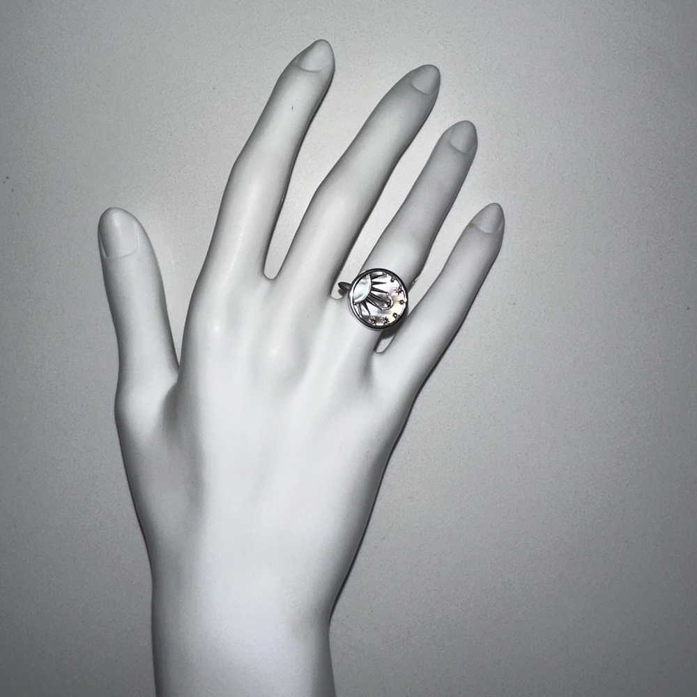 NEW Awe Inspired silver mother of pearl celestial circular hippie boho ring 5 - Picture 3 of 6